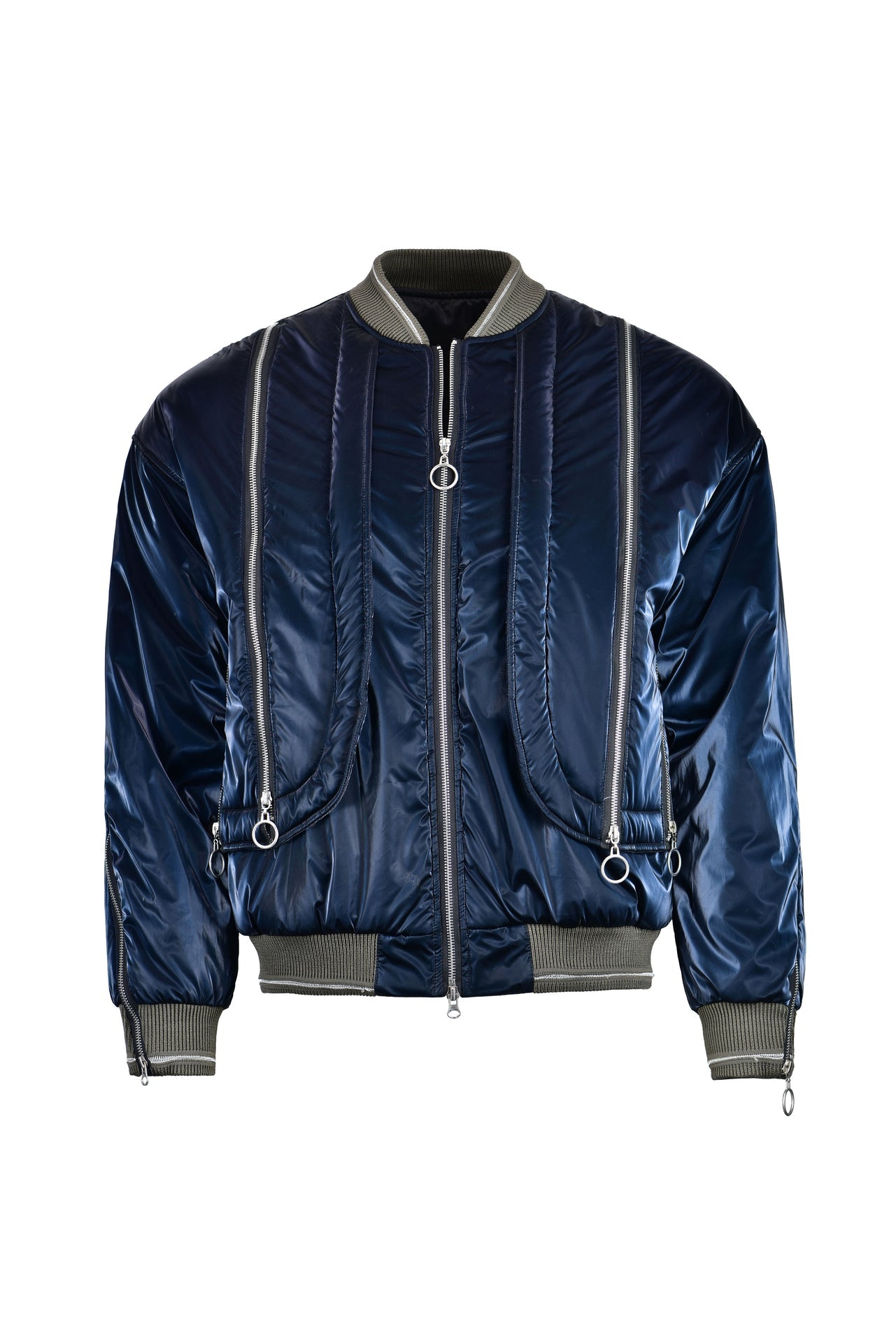 Satin blue bomber jacket