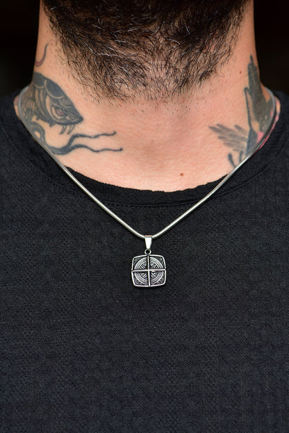 Compass silver necklace 60cm
