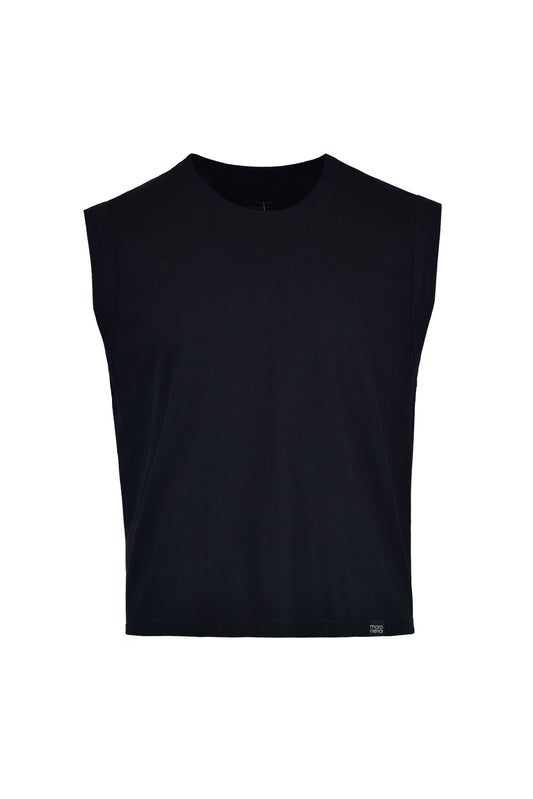 Crop top sleeveless black t-shirt