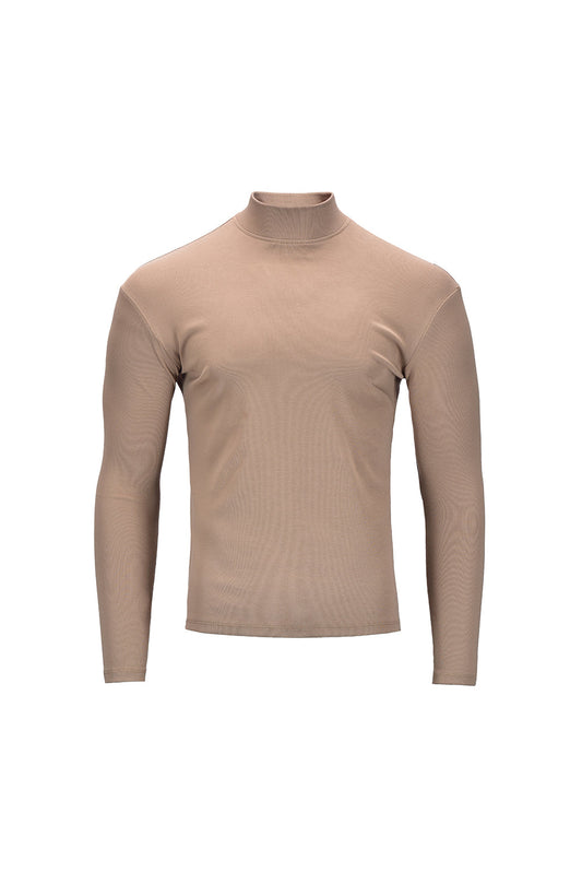 Slim fit turtleneck sweater in beige rib