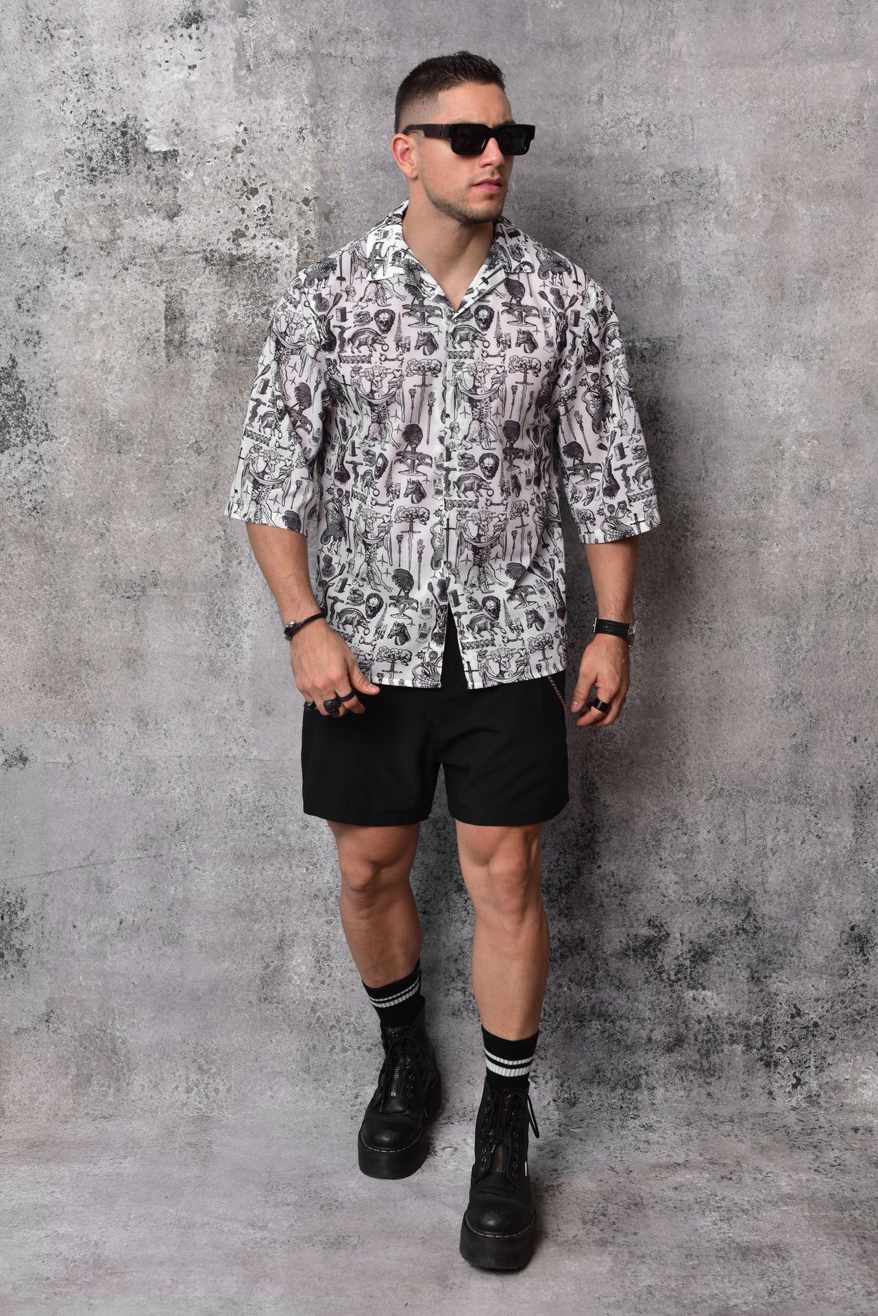 Black mini baggy shorts