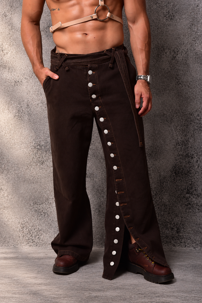 Dark Chocolate Button Denim