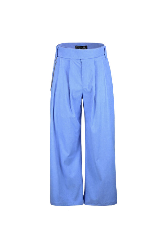 Sky blue wide-leg corduroy pants