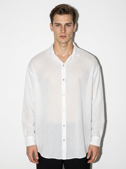 White Sheer Long Sleeve Shirt