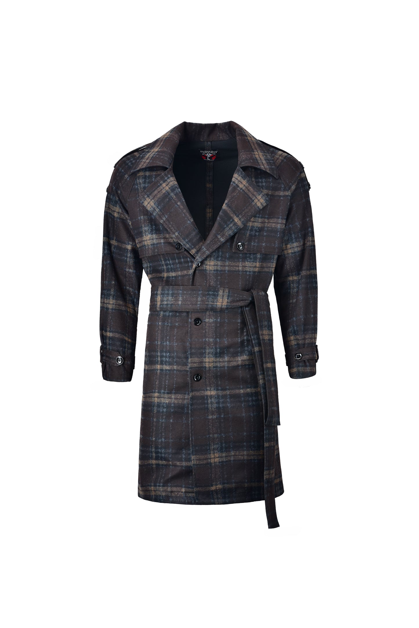 Plaid wrap overcoat tartan