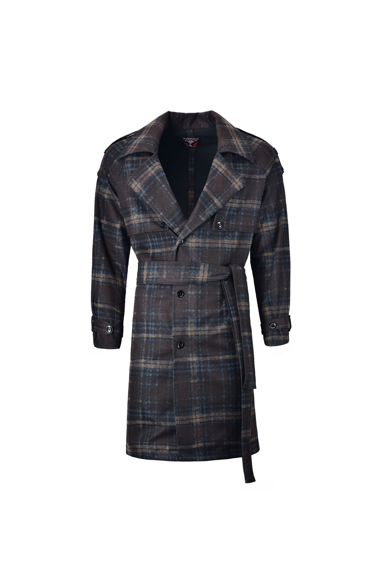 Plaid wrap overcoat tartan