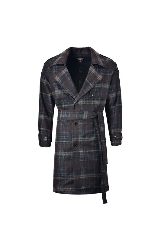 Gabán envolvente en tartán