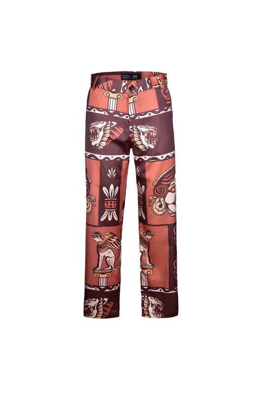 Greek print loose fit pants