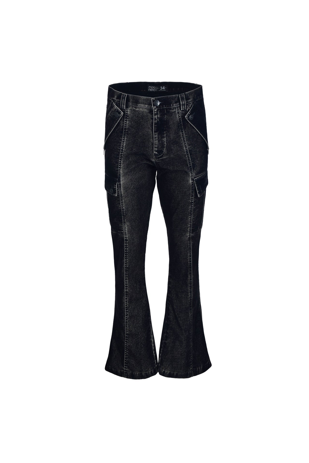 Cyber Flared Cargo Black Pants