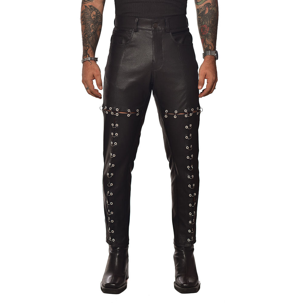 Tapered hoops pants with eyelets