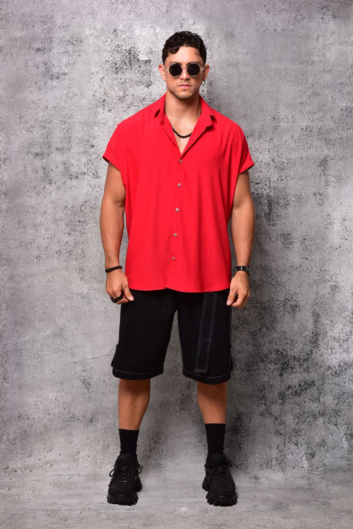Oversized Batwing Red Blouse