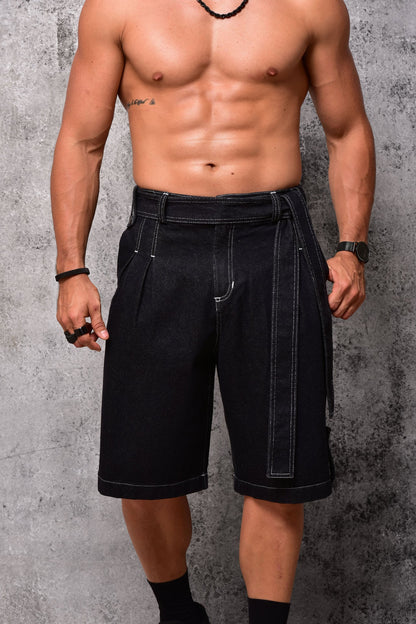 Tailored jort raw denim negro