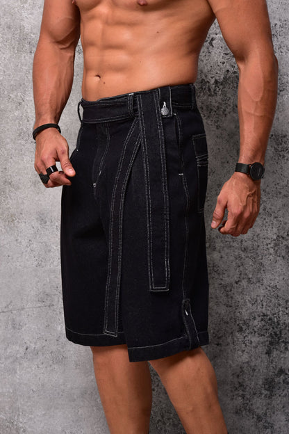 Tailored jort raw denim negro
