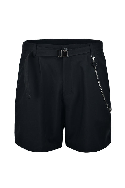 Black mini baggy press-on shorts