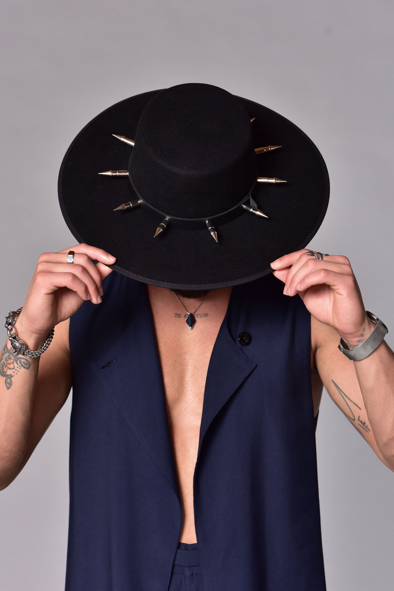 Extra long dog tache cordovan hat