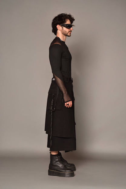 Falda cargo neo-techwear negra