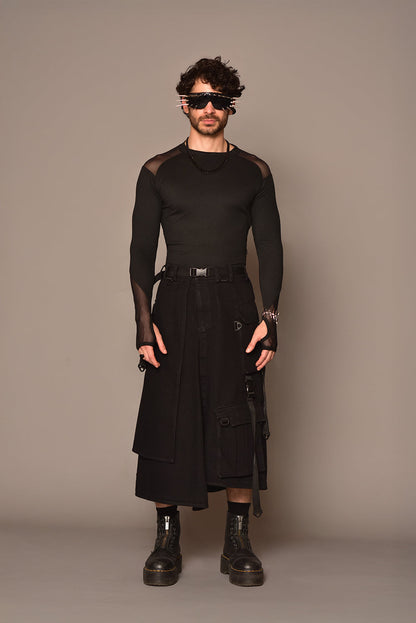 Falda cargo neo-techwear negra