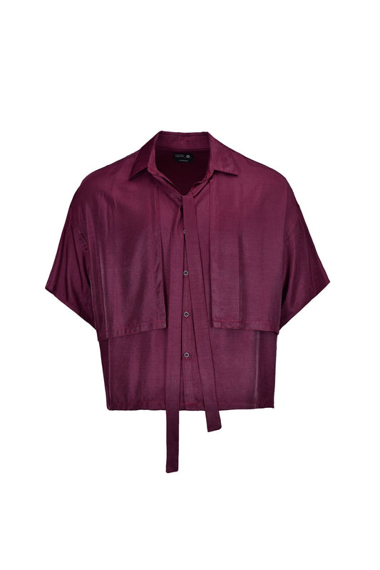 Burgundy Boxy Fit crop top shirt