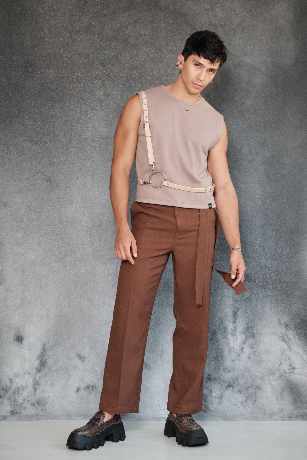 Brown loose fit pants